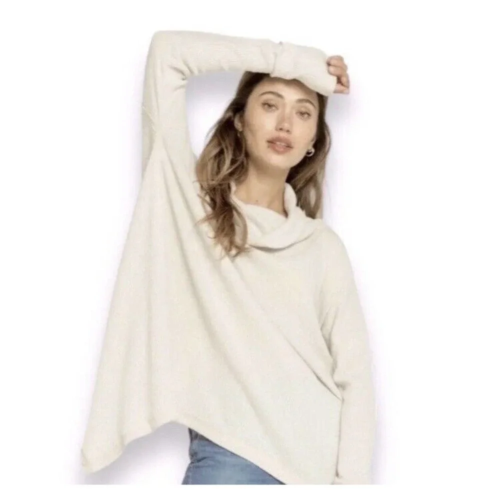 Free People NWT Juicy Long Sleeve Waffle Knit Thermal Shirt S Color: Stone Cold